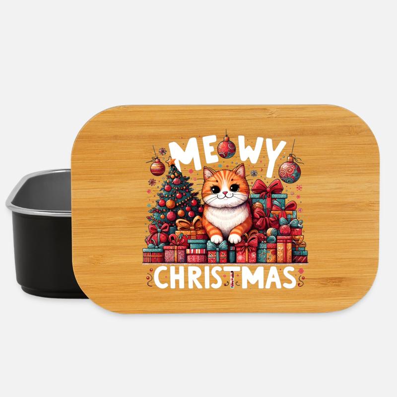 Meowy Weihnachten Katze orange witzig Geschenk - Lunch Box - Schwarz