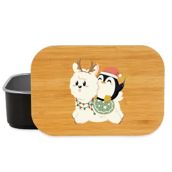 Alpaca and penguin celebrate Christmas - Lunch Box - black - Front