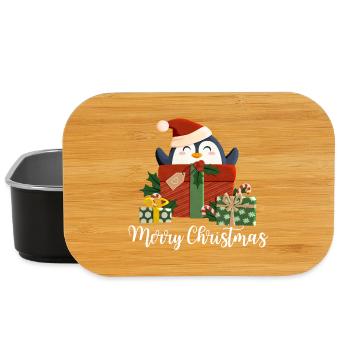 Joyeux Noël - Pingouin de Noël - blanc - Boîte à goûter - noir - Devant