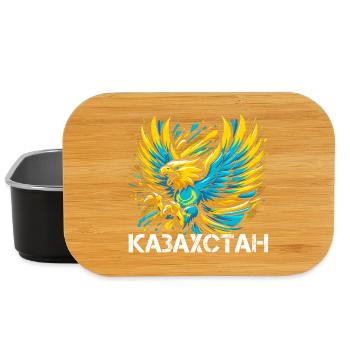 Kazakhstan Eagle Flag Flag Cyrillic Gift - Lunch Box - black - Front