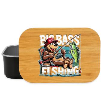 Angeln großer Barsch Fischen Bär Angler Geschenk - Lunch Box - Schwarz - Vorne