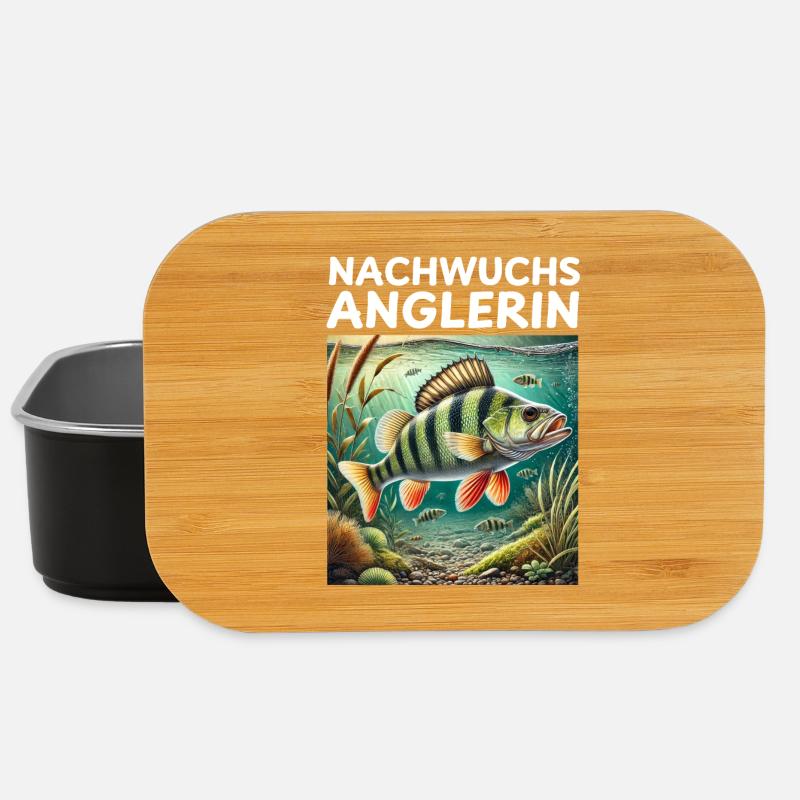 Nachwuchs Anglerin Barsch Angler Motiv - Lunch Box - Schwarz