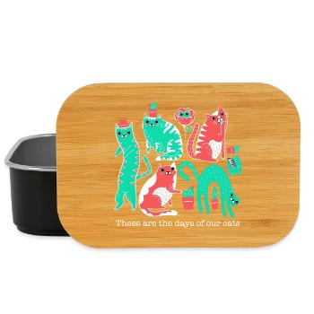 These Are the Days of Our Cats – Retro Katzenkunst - Lunch Box - Schwarz - Vorne