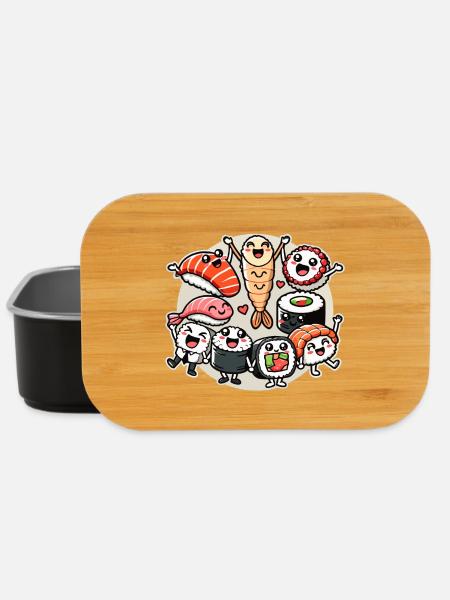 Sushi Freunde Maki Nigiri Sashimi Kawaii Geschenk - Lunch Box - Schwarz