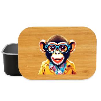 Vibrant Monkey with Retro Glasses - Lunch Box - black - Front