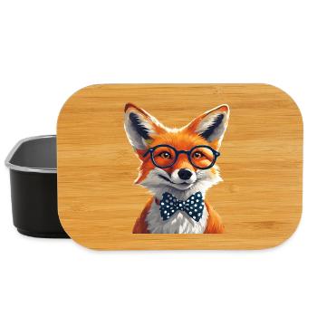 Eleganter Fuchs mit Brille und Fliege - Lunch Box - Schwarz - Vorne
