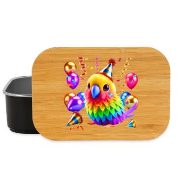 Colorful Party Parrot - Lunch Box - black - Front