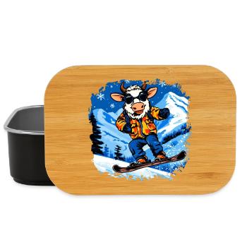 Vaches Snowboard / Vache Snowboardeuse - Boîte à goûter - noir - Devant