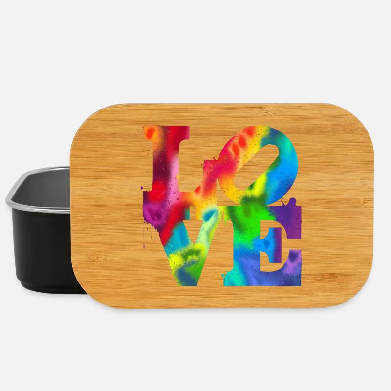 Rainbow Graffiti LOVE Burst - Lunch Box - black