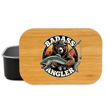 Knallharter Angler Bär Angeln Fisch Geschenk - Lunch Box - Schwarz - Vorne