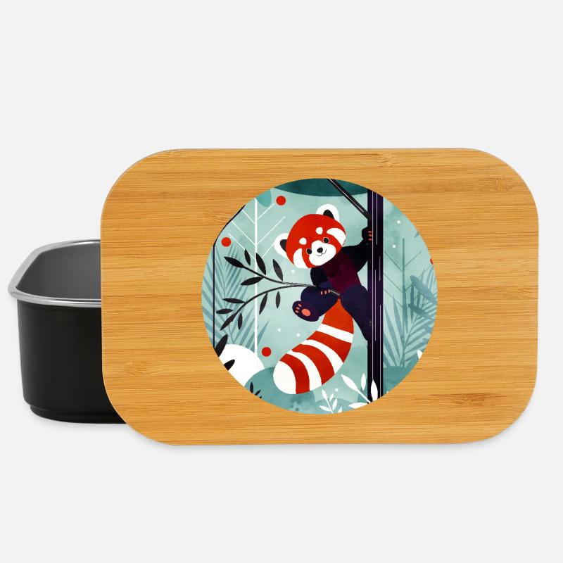 Fröhlicher Roter Panda im Dschungel - Lunch Box - Schwarz