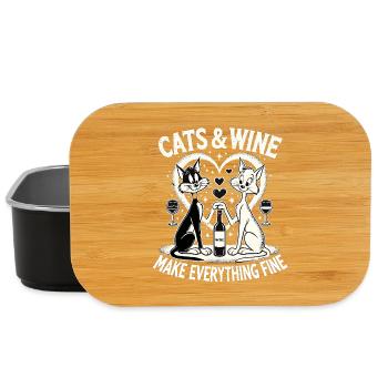 Cats and wine make everything fine funny gift - Lunch Box - black - Front