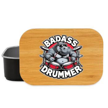 Knallharter Schlagzeuger Nilpferd cool Geschenk - Lunch Box - Schwarz - Vorne