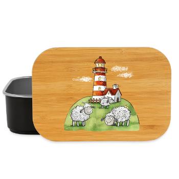 Leuchtturm und Schafe I Nordsee Ostsee Küste - Lunch Box - Schwarz - Vorne
