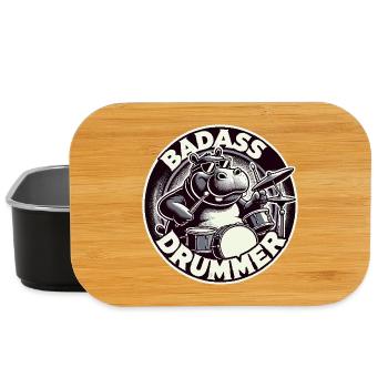 Knallharter Schlagzeuger Nilpferd cool Geschenk - Lunch Box - Schwarz - Vorne
