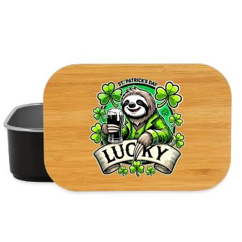 St. Patrick's Day Leprechaun Sloth Happy - Lunch Box - black - Front