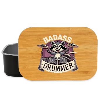 Knallharter Schlagzeuger Waschbär cool Geschenk - Lunch Box - Schwarz - Vorne