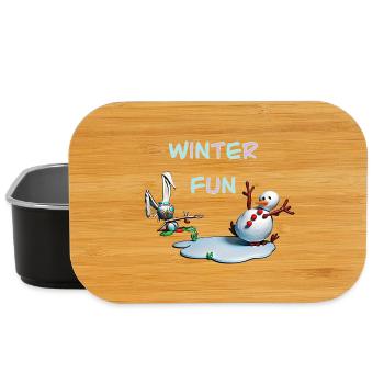 Divertissements d’hiver : Lapin et bonhomme de neige - Boîte à goûter - noir - Devant