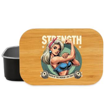 Stärke starke stolze Frau Blondine Bizeps Geschenk - Lunch Box - Schwarz - Vorne