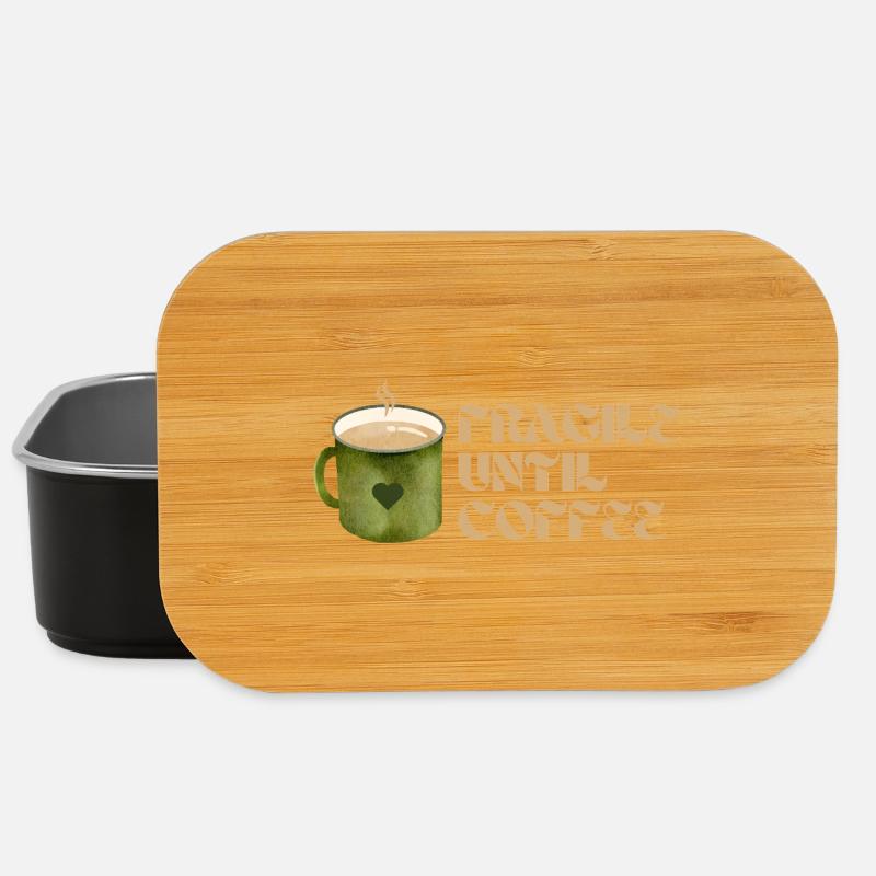 Fragile Until Coffee – Lustiges Kaffee-Design - Lunch Box - Schwarz