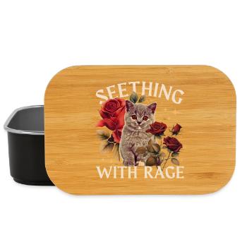 Angry Cat with Roses – Vintage Aesthetic - Lunch Box - black - Front