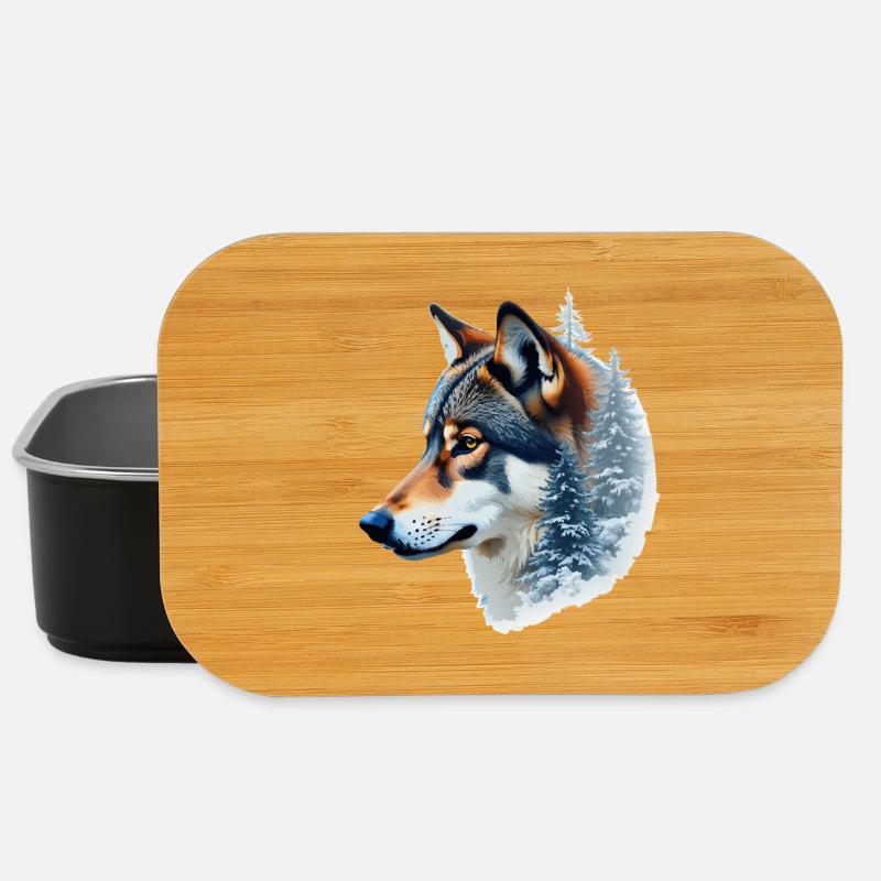 Snow Wolf: Wild und Winter Fusion - Lunch Box - Schwarz