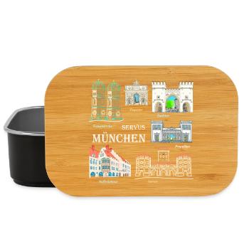 Munich, Dessin à la main, Bavière - Boîte à goûter - noir - Devant