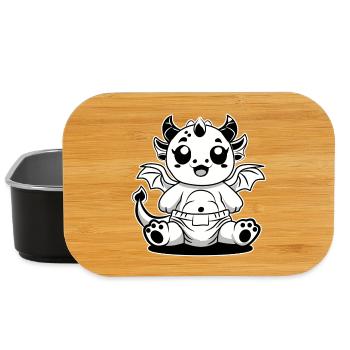 Milk Dragon – Cute Baby Dragon in Diaper - Lunch Box - black - Front