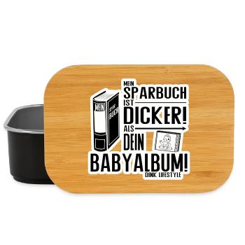 Sparbuch statt Babyalbum – DINK Lifestyle Humor - Lunch Box - Schwarz - Vorne