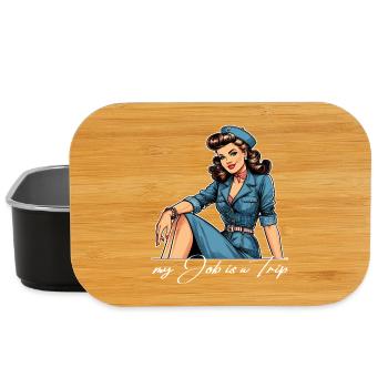 Pin Up Retro Stewardess Profession Travel Gift - Lunch Box - black - Front