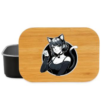 Chat Costume Belle Femme Manga Cosplay Cadeau - Boîte à goûter - noir - Devant