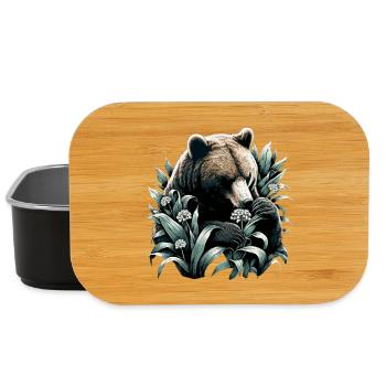 Bear Eats Wild Garlic Gift - Lunch Box - black - Front