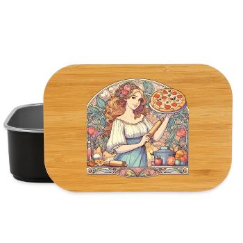 Pizzaïolo Art Nouveau Délicieux Cadeau Pizza - Boîte à goûter - noir - Devant