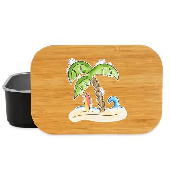 Surfbrett unter Palme - Lunch Box - Schwarz - Vorne