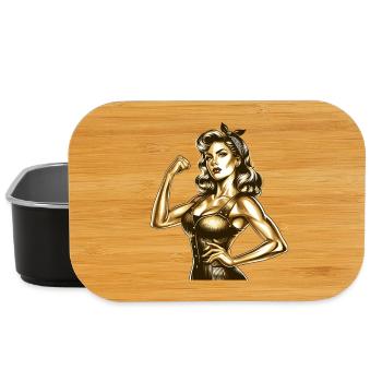 Strong Cool Woman Rockabilly Style Gold Gift - Lunch Box - black - Front