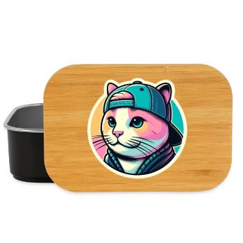 Cat with cap in pastel - Lunch Box - black - Front