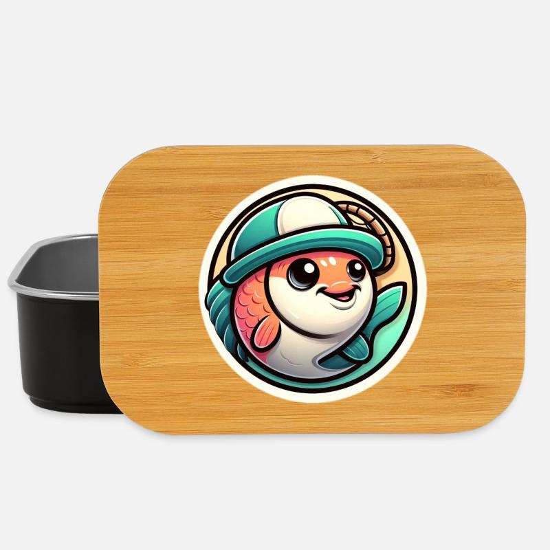 Fisch mit Anglerhut - Lunch Box - Schwarz