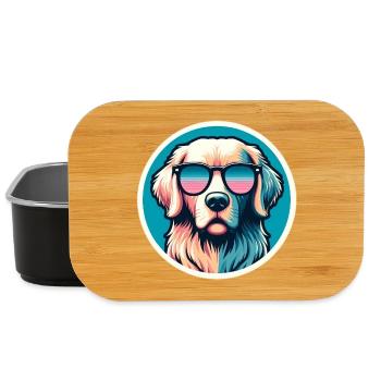 Golden Retriever mit Sonnenbrille in Pastell - Lunch Box - Schwarz - Vorne