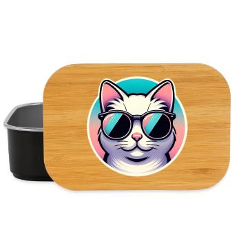 Cat with sunglasses in pastel - Lunch Box - black - Front