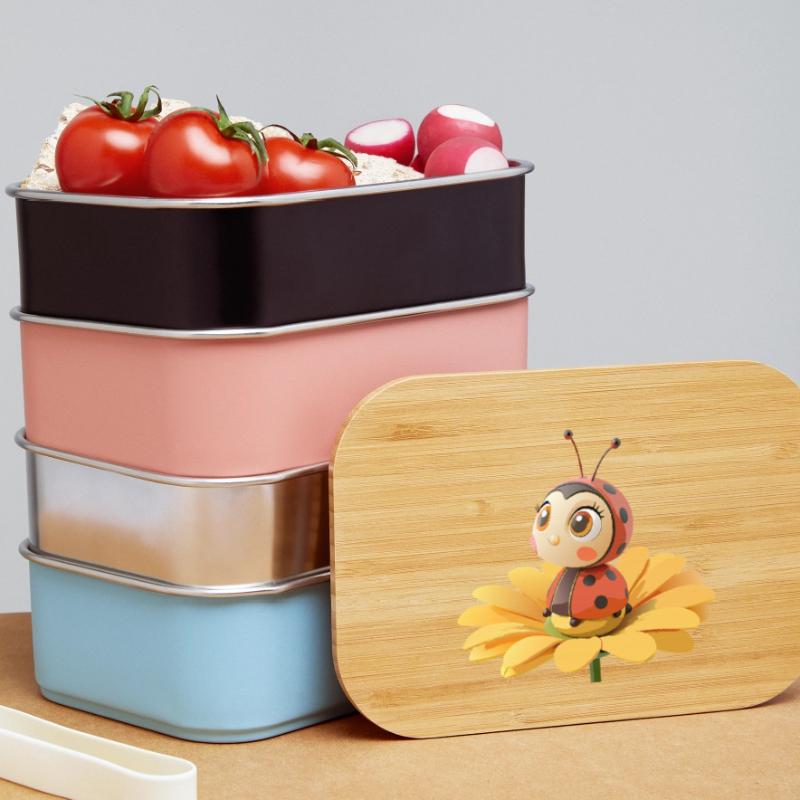 Süßer Marienkäfer auf einer Blume Lunch Box