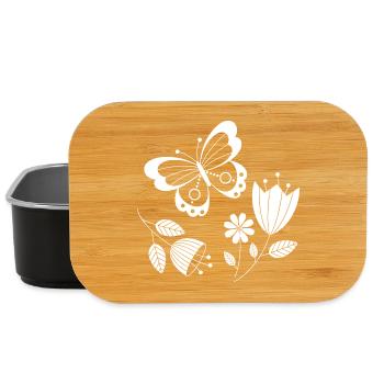 Butterfly with flowers - Lunch Box - black - Front
