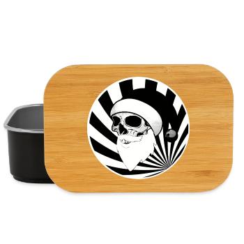 Skull Santa Claus Christmas Black White - Lunch Box - black - Front