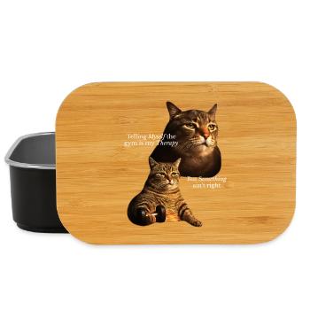 Cat with dumbbell and life crisis - Lunch Box - black - Front