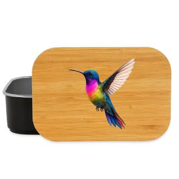 Vibrant Rainbow Hummingbird Design - Lunch Box - black - Front