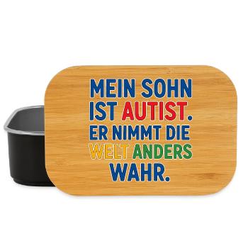 Mein Sohn ist Autist - Autismus Spruch Geschenk - Lunch Box - Schwarz - Vorne