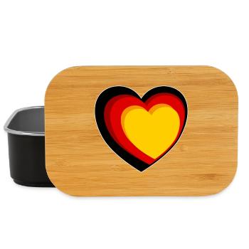 Coeur 3D en noir, rouge et or - Boîte à goûter - noir - Devant