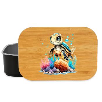 Vibrant Underwater Turtle Scene - Lunch Box - black - Front