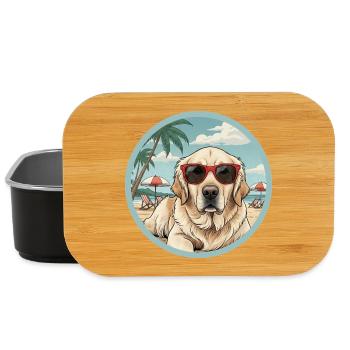 Goldener Retreiver-Hund am Strand mit roter Brille - Lunch Box - Schwarz - Vorne