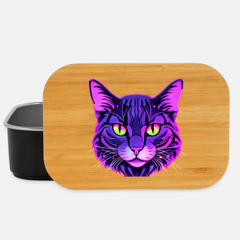 Portrait de chat aux couleurs néon - Boîte à goûter - noir