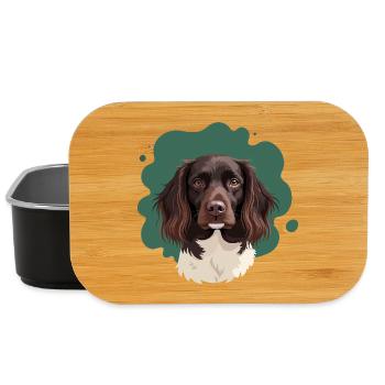 Kleiner Münsterländer mit grünem Hintergrund - Lunch Box - Schwarz - Vorne